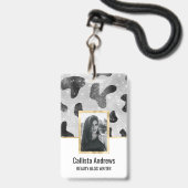 Glamoureus zwarte sparkly Glitter-Koe Afdrukken Badge (Voorzijde met lanyard)