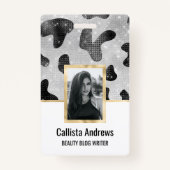 Glamoureus zwarte sparkly Glitter-Koe Afdrukken Badge (Voorkant)