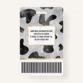 Glamoureus zwarte sparkly Glitter-Koe Afdrukken Badge (Achterkant)