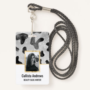 Glamoureus zwarte sparkly Glitter-Koe Afdrukken Badge