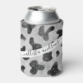 Glamoureus zwarte sparkly Glitter-Koe Afdrukken Blikjeskoeler (Blikje Voorkant)