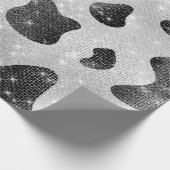 Glamoureus zwarte sparkly Glitter-Koe Afdrukken Cadeaupapier (Hoek)