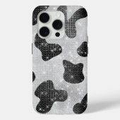 Glamoureus zwarte sparkly Glitter-Koe Afdrukken Case-Mate iPhone Case (Achterkant)