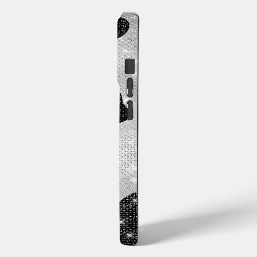 Glamoureus zwarte sparkly Glitter-Koe Afdrukken Case-Mate iPhone Case (Achterkant / Links)