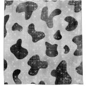 Glamoureus zwarte sparkly Glitter-Koe Afdrukken Douchegordijn (Voorkant)