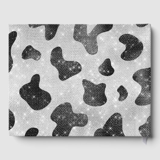 Glamoureus zwarte sparkly Glitter-Koe Afdrukken Gastenboek (Achterkant)