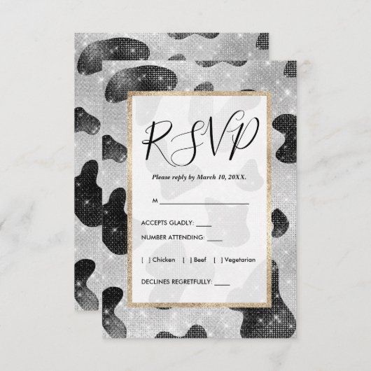 Glamoureus zwarte sparkly Glitter-Koe Afdrukken Informatiekaartje (Voorkant / Achterkant)