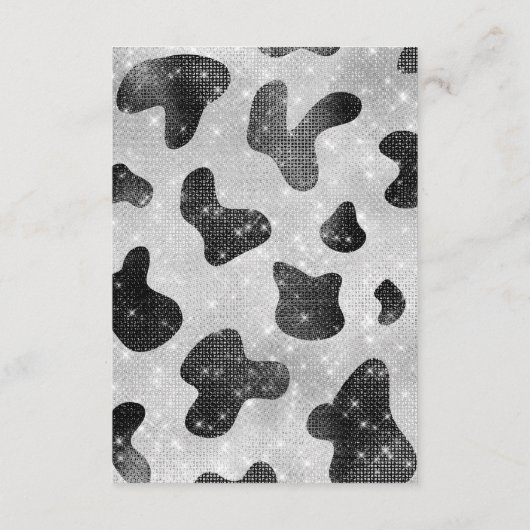 Glamoureus zwarte sparkly Glitter-Koe Afdrukken Informatiekaartje (Achterkant)