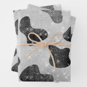 Glamoureus zwarte sparkly Glitter-Koe Afdrukken Inpakpapier Vel (In situ)