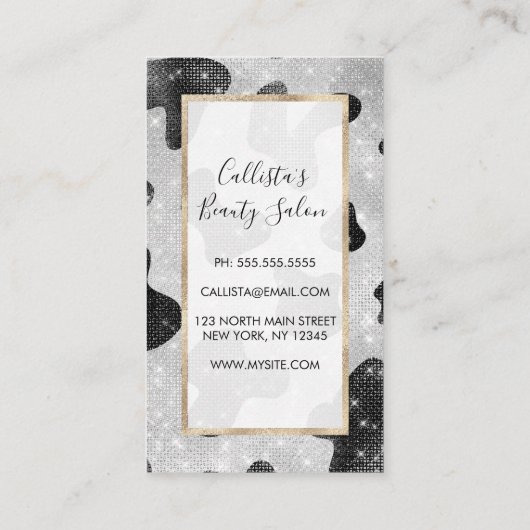 Glamoureus zwarte sparkly Glitter-Koe Afdrukken Kortingskaartje (Achterkant)