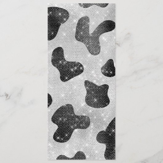 Glamoureus zwarte sparkly Glitter-Koe Afdrukken Menu (Achterkant)