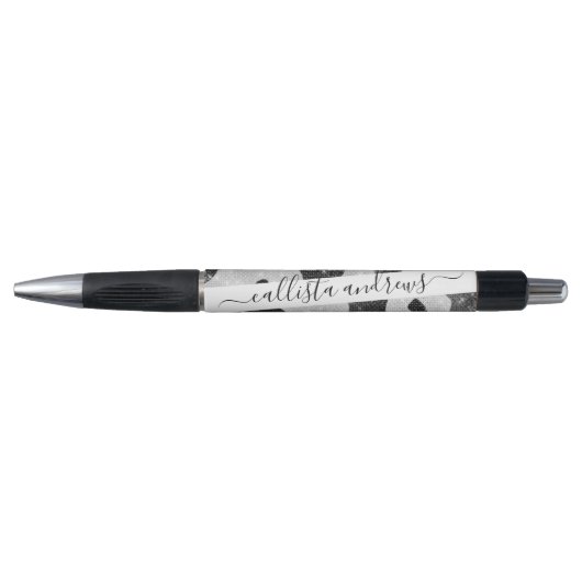 Glamoureus zwarte sparkly Glitter-Koe Afdrukken Pen (Voorkant)