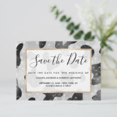 Glamoureus zwarte sparkly Glitter-Koe Afdrukken Save The Date (Staand voorkant)