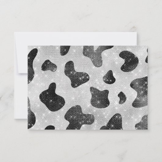 Glamoureus zwarte sparkly Glitter-Koe Afdrukken Save The Date (Achterkant)