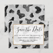 Glamoureus zwarte sparkly Glitter-Koe Afdrukken Save The Date (Voorkant / Achterkant)