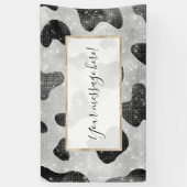 Glamoureus zwarte sparkly Glitter-Koe Afdrukken Spandoek (Verticaal)
