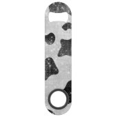 Glamoureus zwarte sparkly Glitter-Koe Afdrukken Speed Flessenopener (Achterkant)