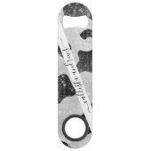 Glamoureus zwarte sparkly Glitter-Koe Afdrukken Speed Flessenopener (Voorkant)