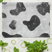 Glamoureus zwarte sparkly Glitter-Koe Afdrukken Theedoek (Gevouwen)