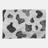 Glamoureus zwarte sparkly Glitter-Koe Afdrukken Theedoek (Horizontaal)