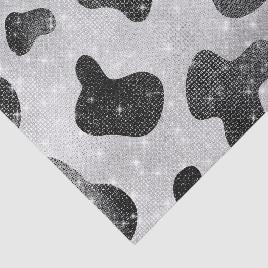 Glamoureus zwarte sparkly Glitter-Koe Afdrukken Tissuepapier (Detail)