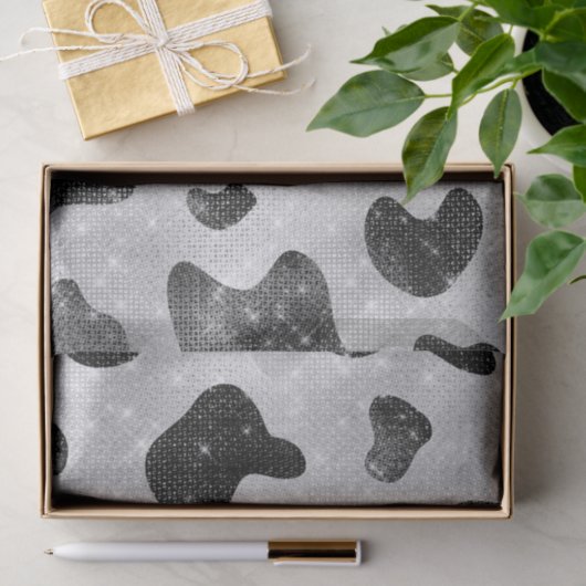Glamoureus zwarte sparkly Glitter-Koe Afdrukken Tissuepapier (Geschenk)