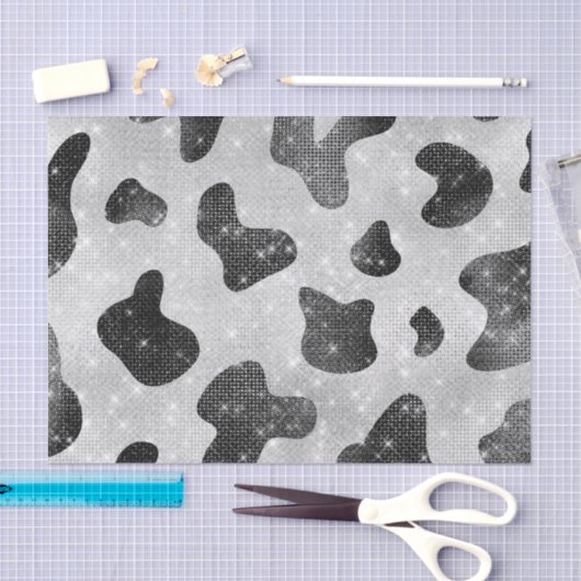 Glamoureus zwarte sparkly Glitter-Koe Afdrukken Tissuepapier (Craft)