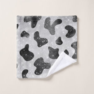 Glamoureus zwarte sparkly Glitter-Koe Afdrukken Washandje