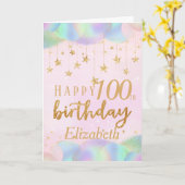 Glamoureuze 100e verjaardag Gouden Glitter Kaart (Gele Bloem)