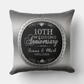Glamoureuze 10e Silver Wedding Sjabloon Kussen (Achterkant)