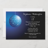 Glamoureuze 17e verjaardag Blue Party Disco Ball Kaart (Achterkant)