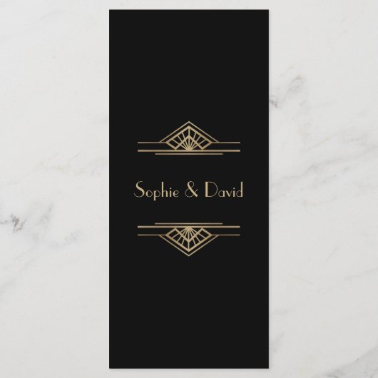 Glamoureuze 1920 Great Gatsby Art Deco Trouwmenu Menu (Achterkant)