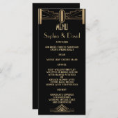 Glamoureuze 1920 Great Gatsby Art Deco Trouwmenu Menu (Voorkant / Achterkant)