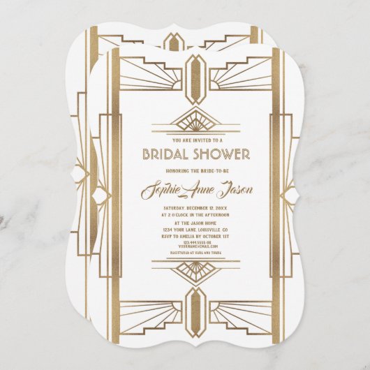 Glamoureuze 1920 Great Gatsby Bruiloftsfeest Kaart (Voorkant / Achterkant)