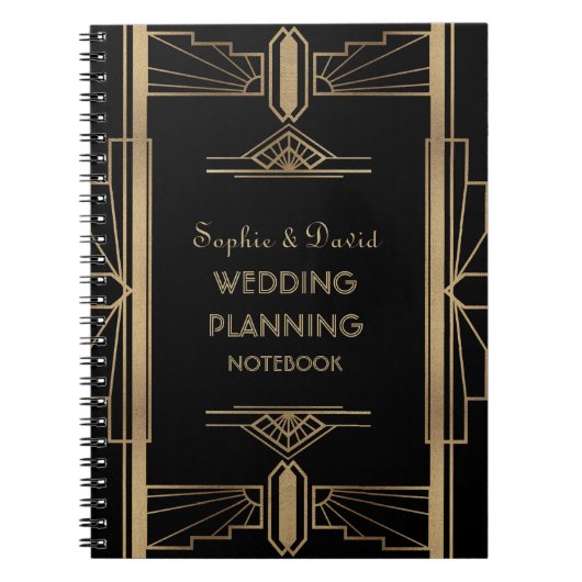Glamoureuze 1920's Great Gatsby Art Wedding Planne Notitieboek (Voorkant)