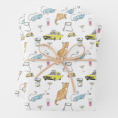 Glamoureuze 1960s Tiara Cocktailparty Retro Midden Inpakpapier Vel (In situ)