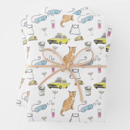 Glamoureuze 1960s Tiara Cocktailparty Retro Midden Inpakpapier Vel