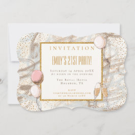 Glamoureuze 21st Party Gouden Confetti Fluiten Bal Kaart