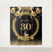 Glamoureuze 30e Man Verjaardag Whiskey Display Wandkleed (Voorkant)