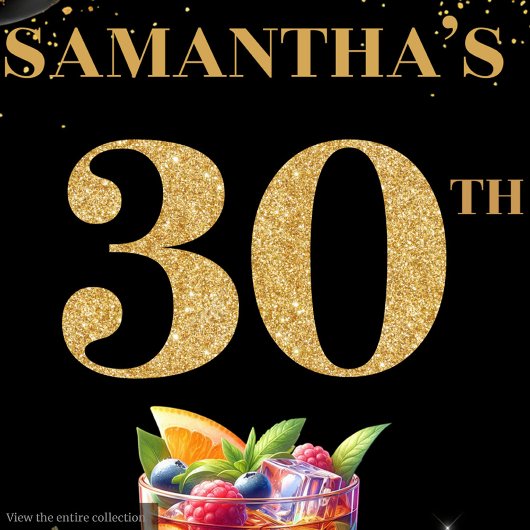 Glamoureuze 30e verjaardag Whiskey Black Gold Disp Wandkleed