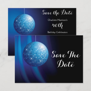 Glamoureuze 40e verjaardag Blue Party Discobal Save The Date