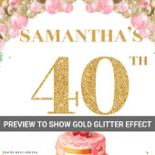 Glamoureuze 40e Verjaardag Blush Gold Party Tapest Wandkleed