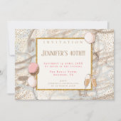 Glamoureuze 40th Party Gouden Confetti Fluiten Bal Kaart (Voorkant)