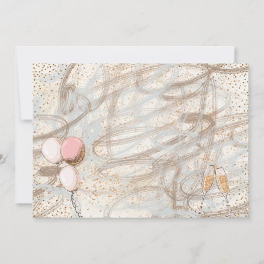 Glamoureuze 40th Party Gouden Confetti Fluiten Bal Kaart (Achterkant)