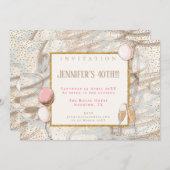 Glamoureuze 40th Party Gouden Confetti Fluiten Bal Kaart (Voorkant / Achterkant)