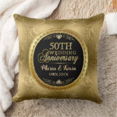Glamoureuze 50e Gold Wedding-Sjabloon Kussen (Deken)