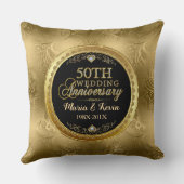 Glamoureuze 50e Gold Wedding-Sjabloon Kussen (Achterkant)