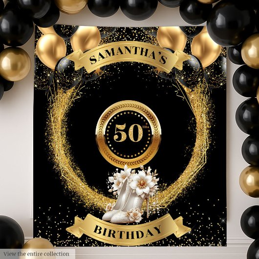 Glamoureuze 50e verjaardag achtergrond roze hoge h wandkleed