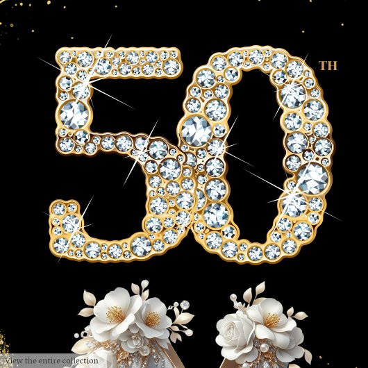 Glamoureuze 50e Verjaardag Banner Diamond Hoge Hak Wandkleed