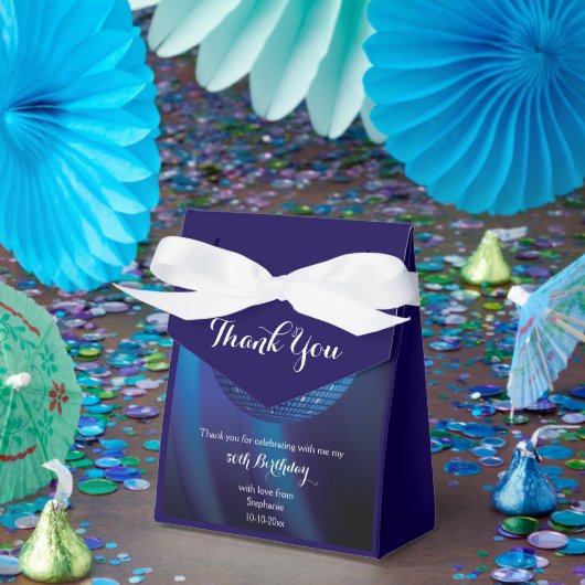 Glamoureuze 50e verjaardag Blue Party Discobal Bedankdoosjes (Feest)